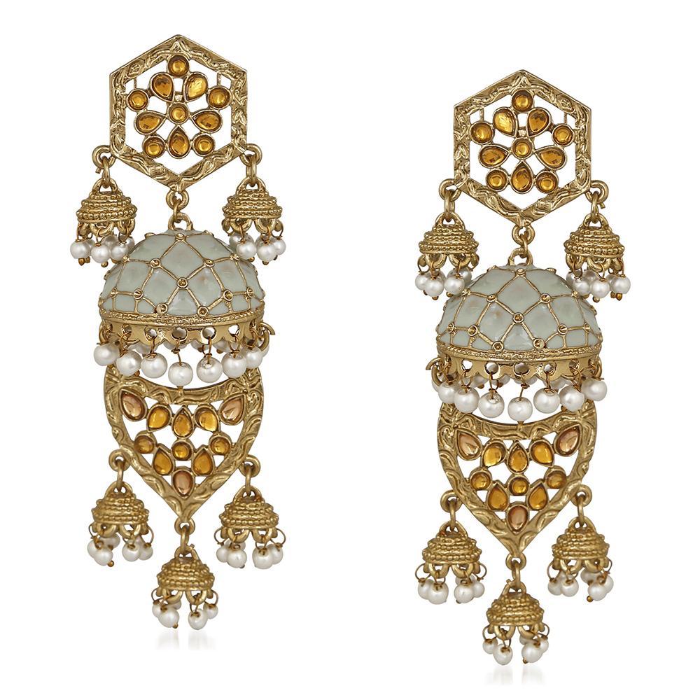 Kundan hot sale jhoomar earrings