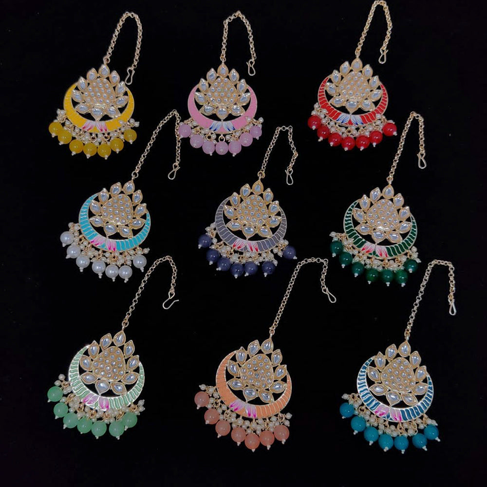 Vaamika Gold Plated Meenakari & Kundan Stone & Beads Maang Tikka