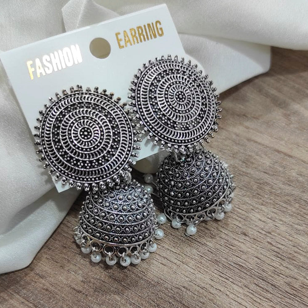 Vaamika Oxidized Plated Jhumki Earrings