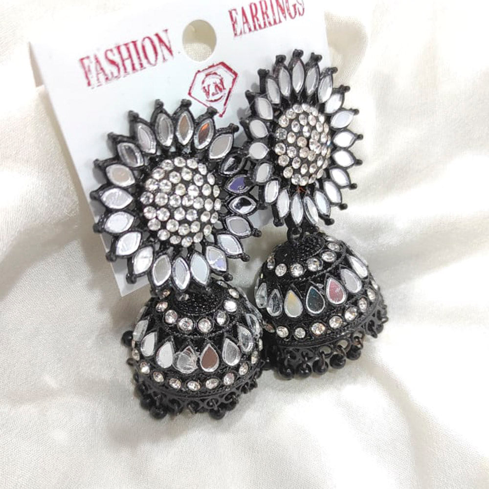 Vaamika Gold & Silver Plated Mirror Jhumki Earrings