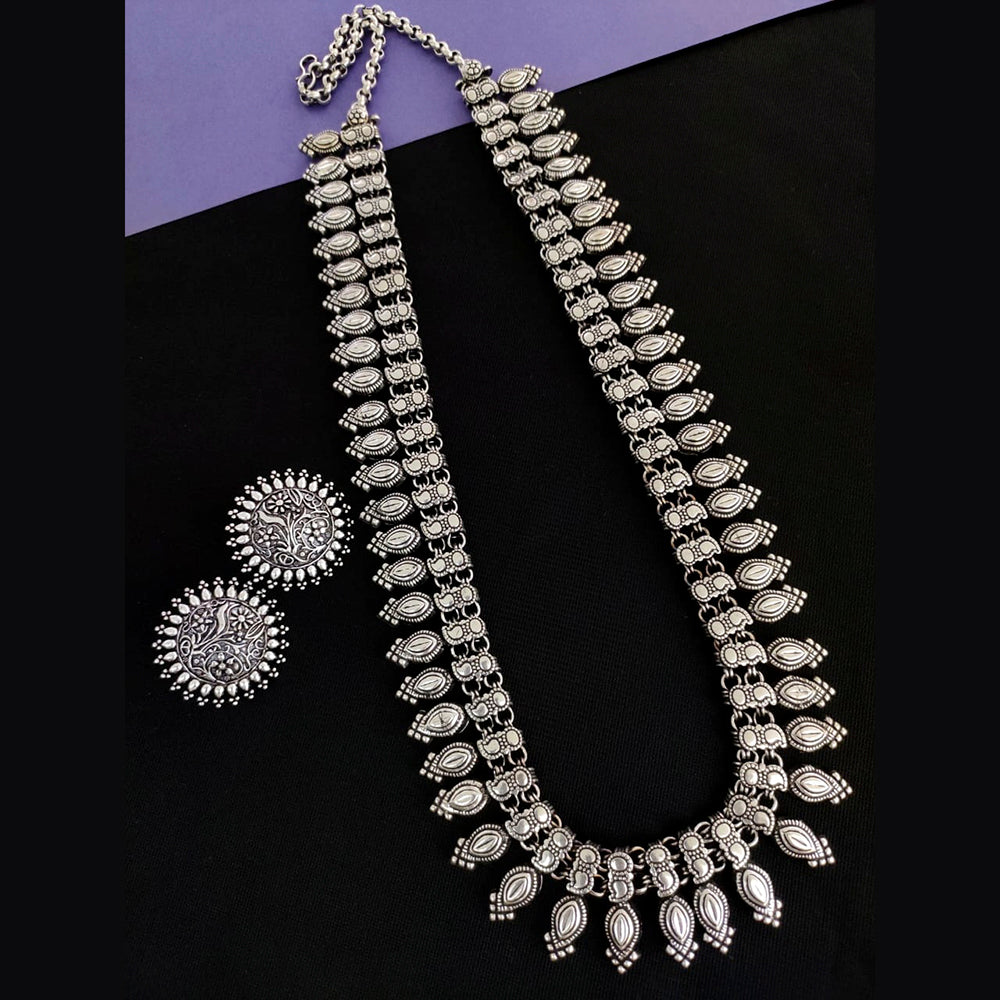 Vaamika Oxidized Plated Long Necklace Set