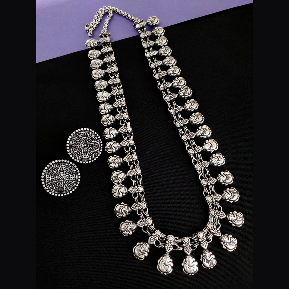 Vaamika Oxidized Plated Long Necklace Set