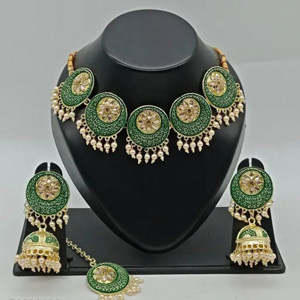 Vaamika Gold Plated Kundan Stone & Meenakari Necklace Set