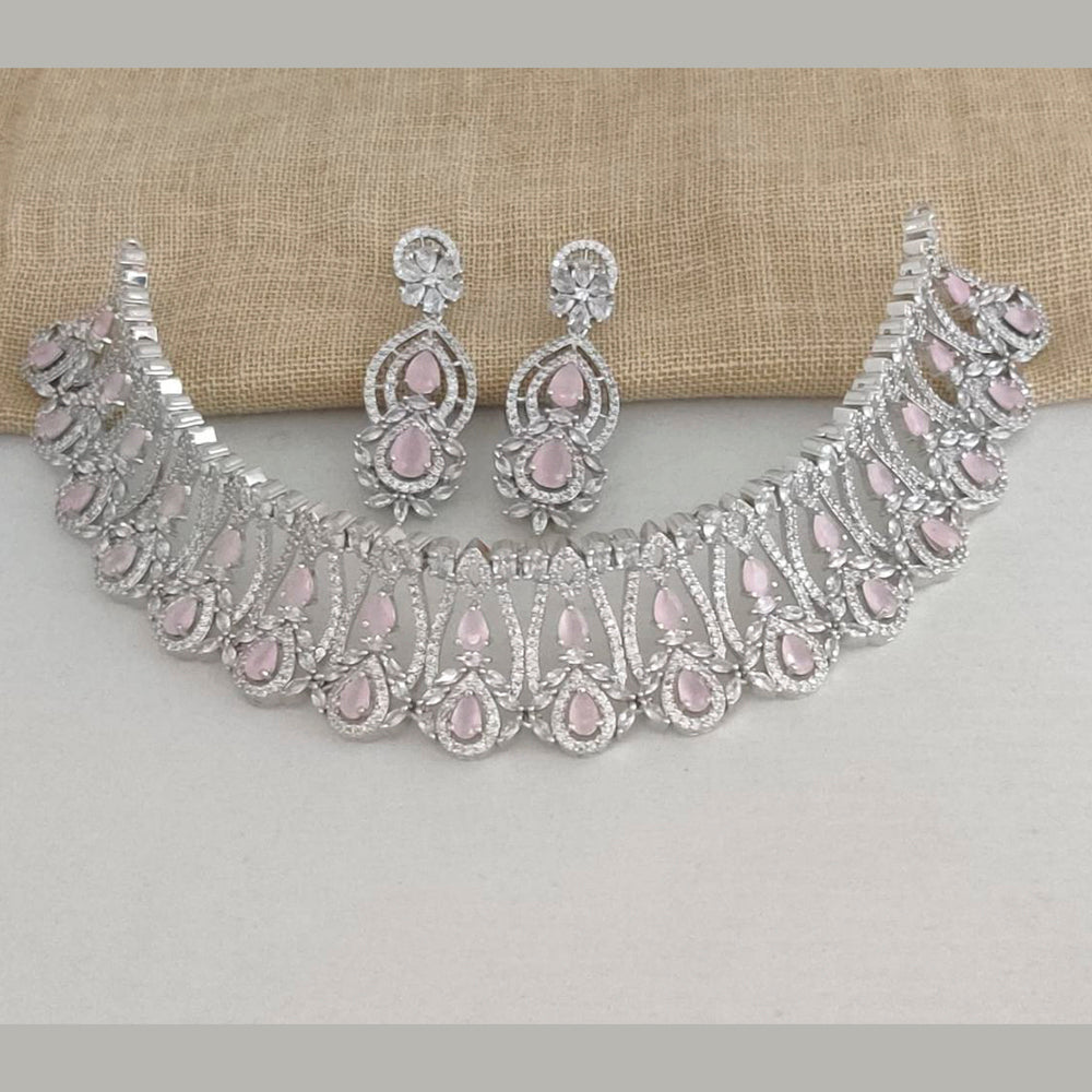 Vaamika Silver Plated Ad Stone Necklace Set -VMNECK310