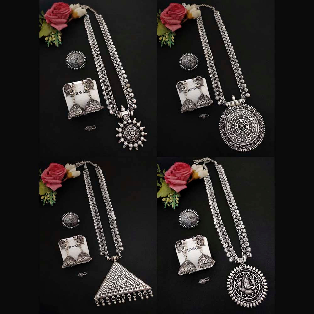 Vaamika Oxidised Plated Necklace Combo - VMNECK361