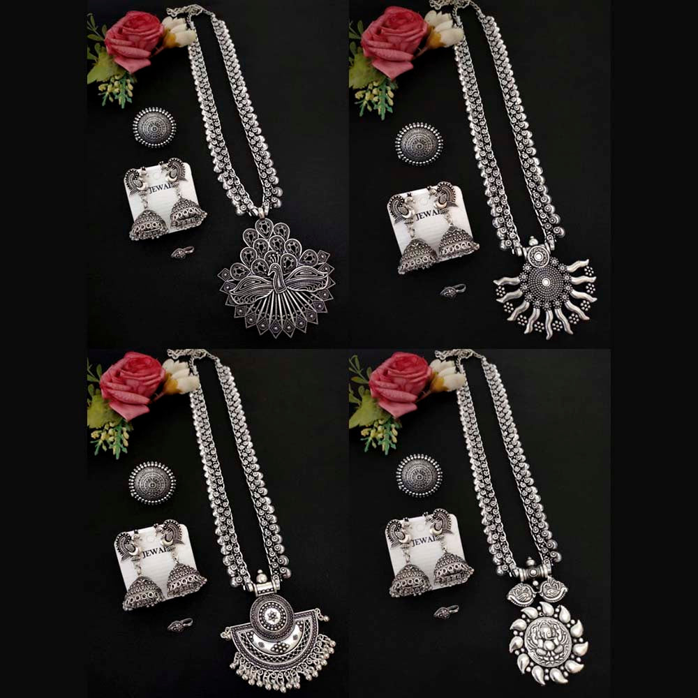 Vaamika Oxidised Plated Necklace Combo - VMNECK362