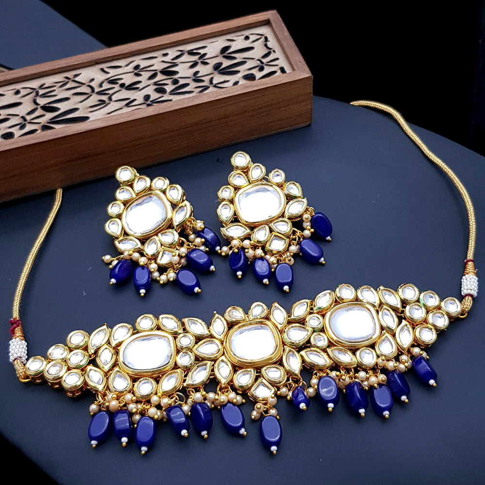 Vaamika Gold Plated Crystal Stone & Beads Necklace Set