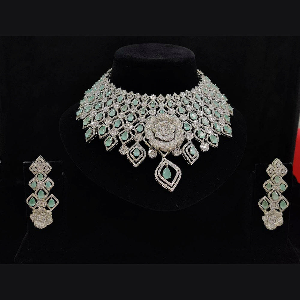 Vaamika Silver Plated Ad Stone Necklace Set