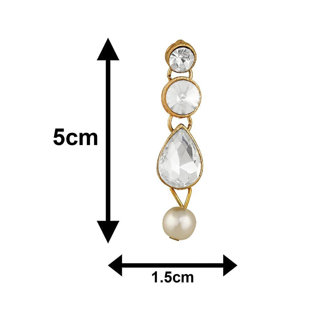 Mahi Traditional Jewellery Kundan and Artificial Pearl Necklace Set with Earrings for Women (VNCJ100246WHT)