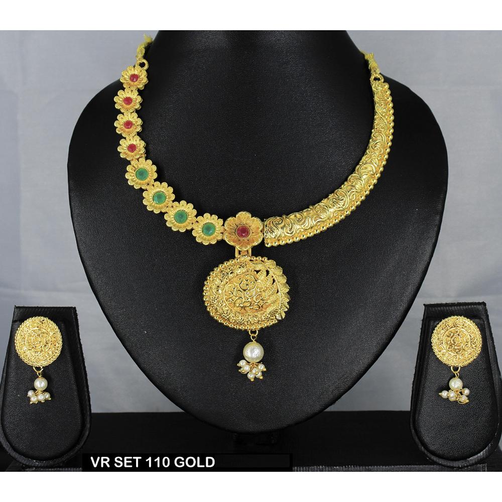 Mahavir Forming Gold Necklace Set - VR 110 GOLDEN SET