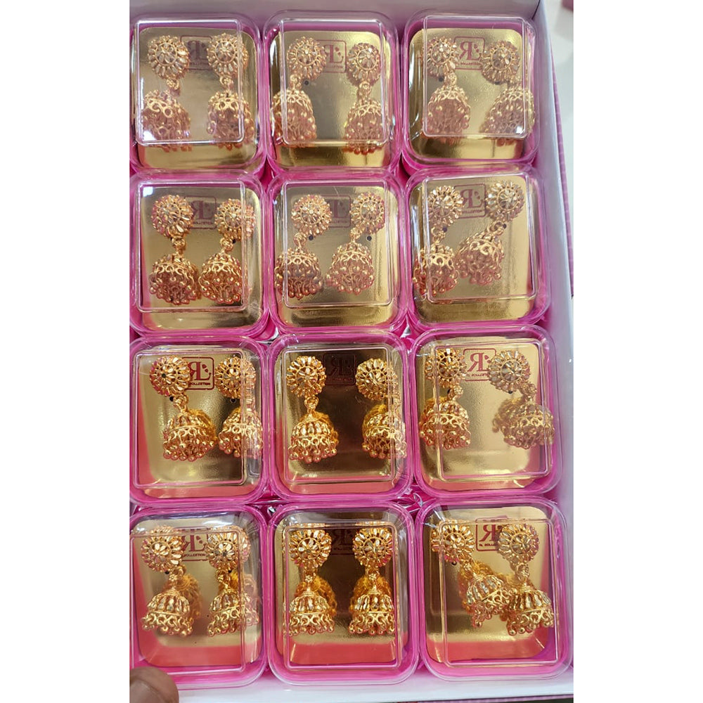 Perfect Gold Plated Pack Of 12 Jhumkis Earrings - PFEAR30