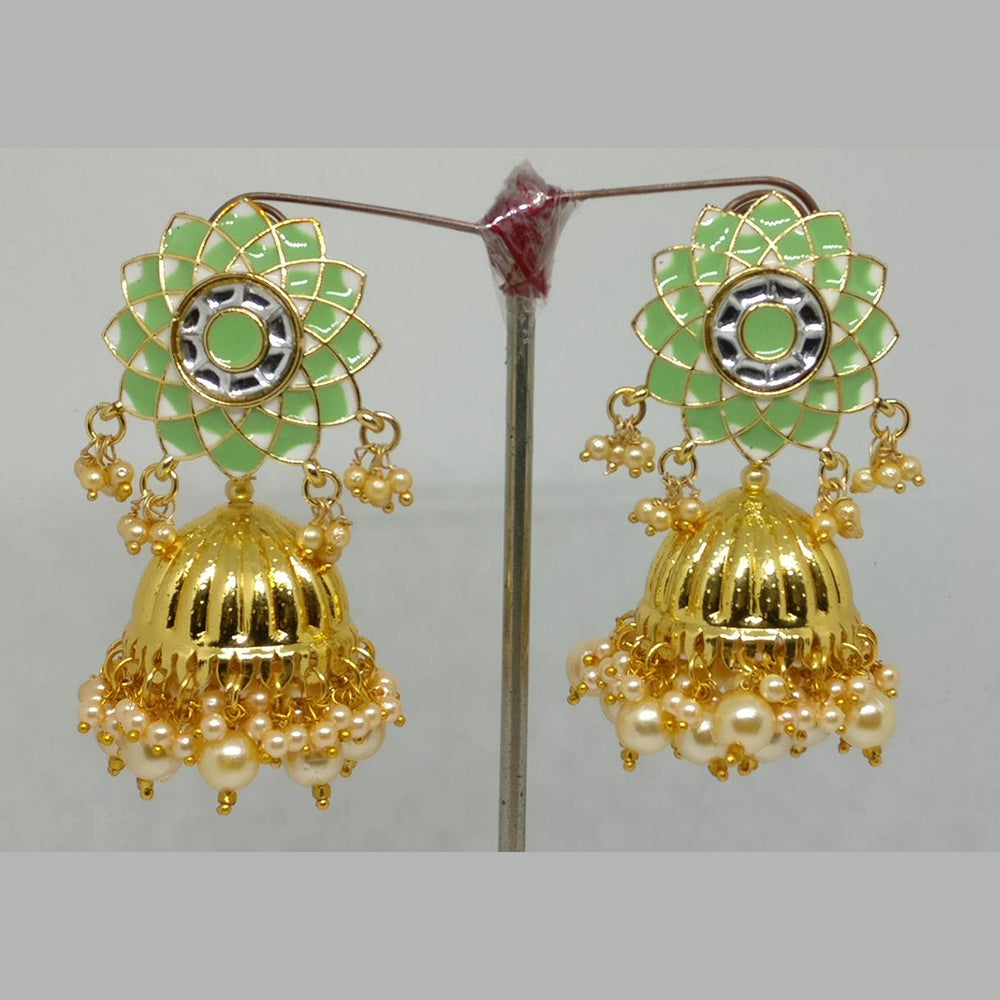 Midas Touch Gold Plated Meenakari Jhumki Earrings