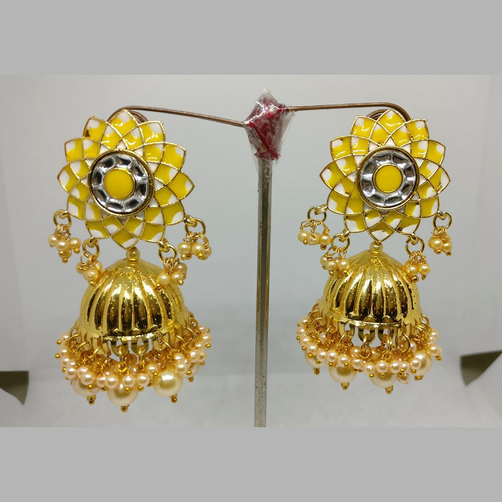 Midas Touch Gold Plated Meenakari Jhumki Earrings