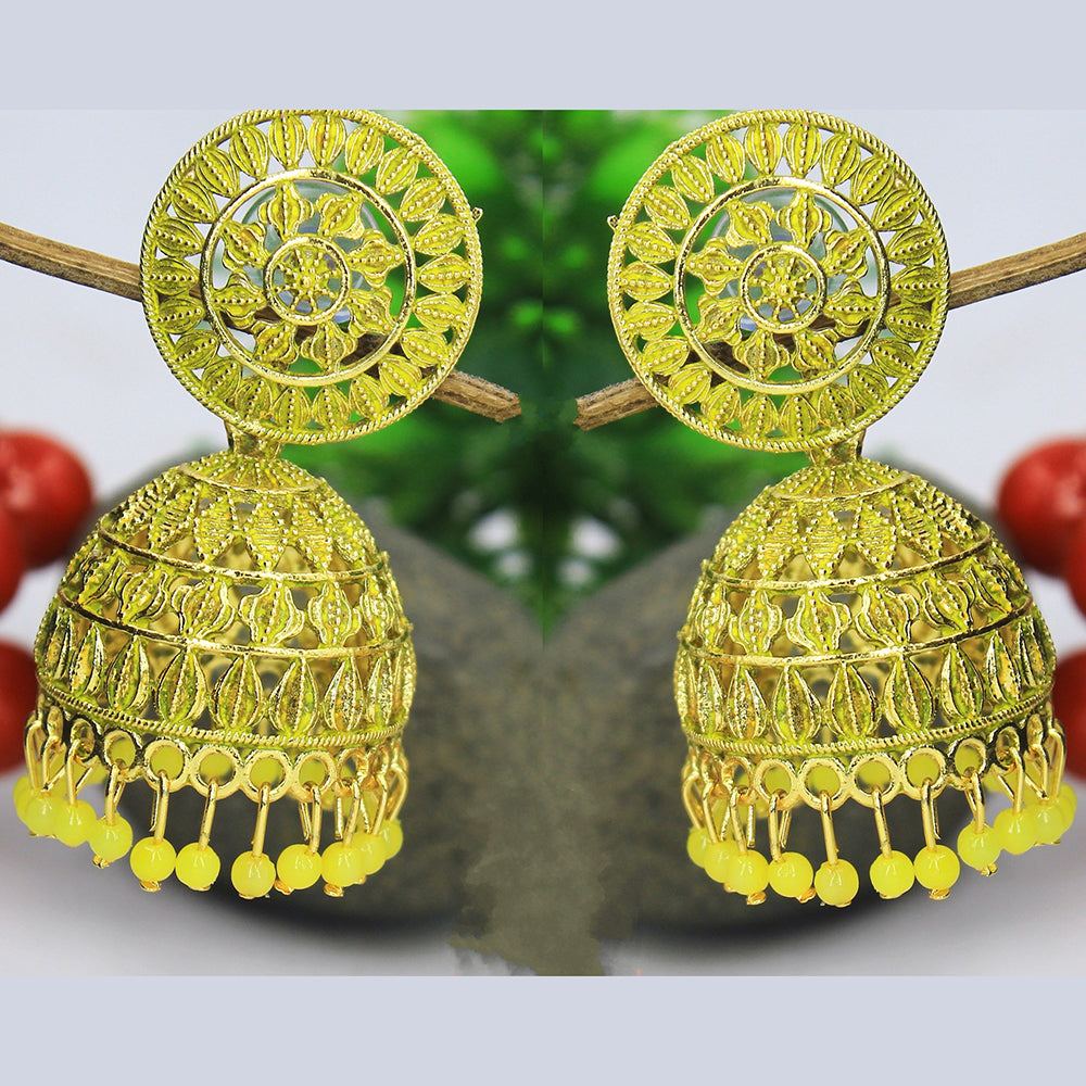 Mahavir Gold Plated Meenakari Jhumki Earrings