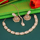 Saloni Fashion Jewellery Creative Oval and Leaf Design Uncut Kundan Stone 18 KT Gold Plated Brass Choker Necklace Set with Maang Tikka For Women and Girls