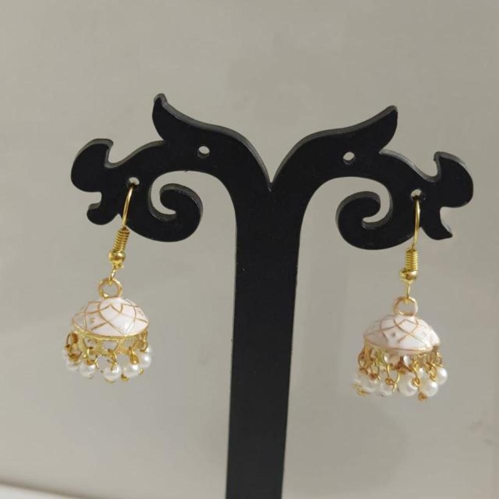 Pusti Art & Craft Multi Color Meenakari Gold Plated Jhumki Earrings (Assorted Color)