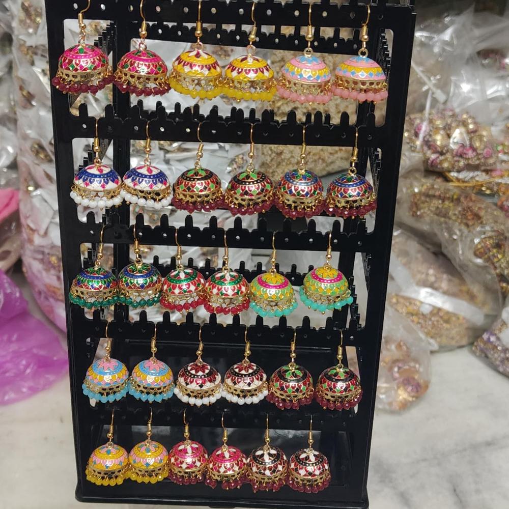Pusti Art & Craft Multi Color Meenakari Gold Plated Jhumki Earrings (A ...