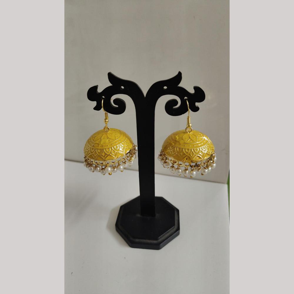 Pusti Art & Craft Multi Color Meenakari Gold Plated Jhumki Earrings (Assorted Color)