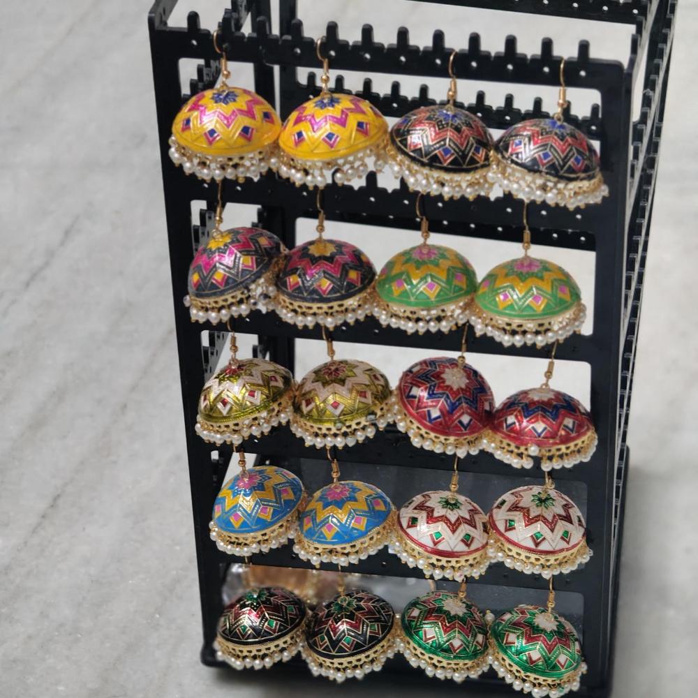 Pusti Art & Craft Multi Color Meenakari Gold Plated Jhumki Earrings (Assorted Color)