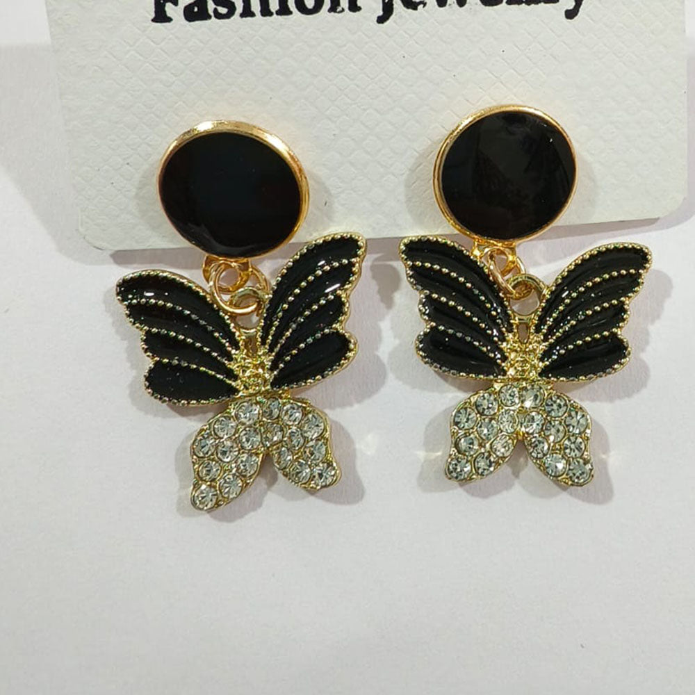 Diyu Dhyu Gold Plated Austrian Stone Dangler Earrings