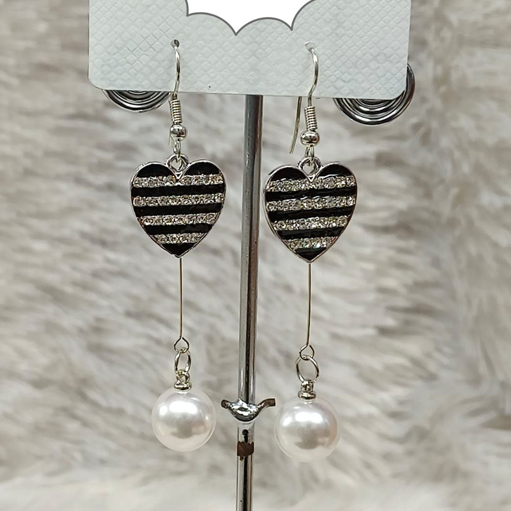 Diyu Dhyu Silver Plated Austrian Stone Dangler Earrings