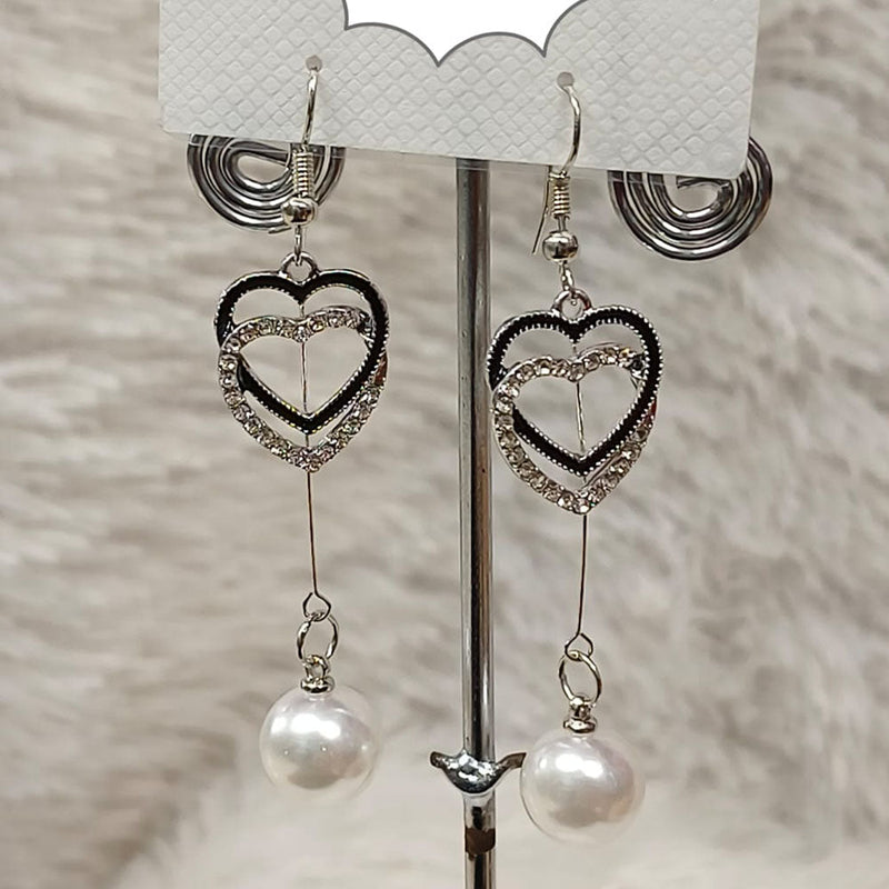 Diyu Dhyu Silver Plated Austrian Stone Dangler Earrings