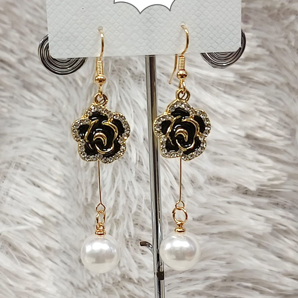 Diyu Dhyu Gold Plated Austrian Stone Dangler Earrings