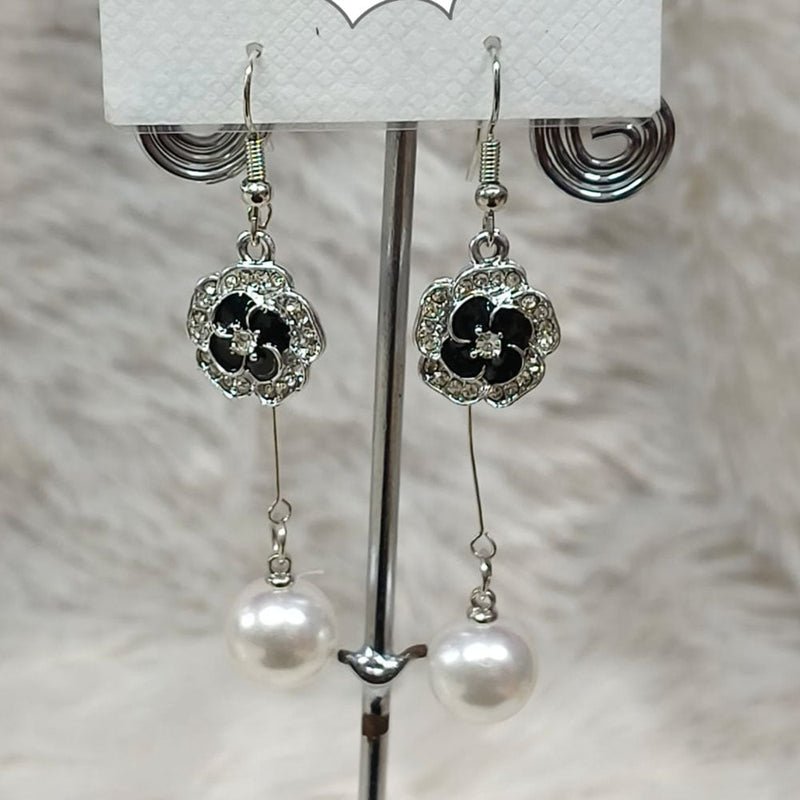 Diyu Dhyu Silver Plated Austrian Stone Dangler Earrings