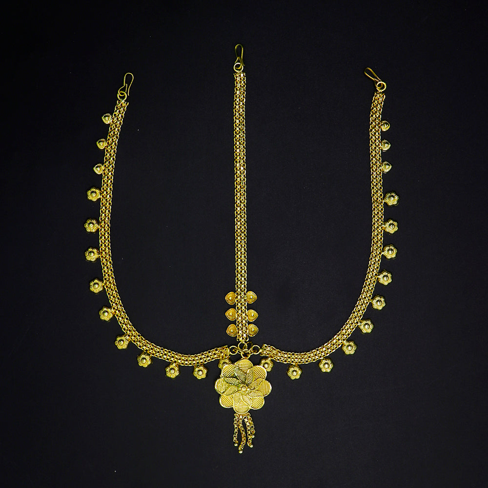 Mahavir DYE Gold Plated Floral Damini Matha Patti (Pack of 6)