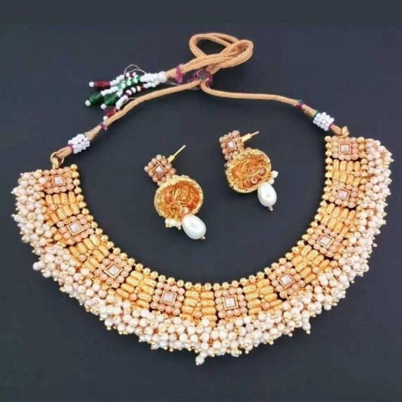 Darshana Jewels Pota Stone Copper Necklace Set