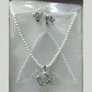 Tip Top Jewellers Silver Plated Austrian Stone And Pearl Pendant Set