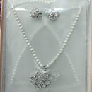 Tip Top Jewellers Silver Plated Austrian Stone And Pearl Pendant Set