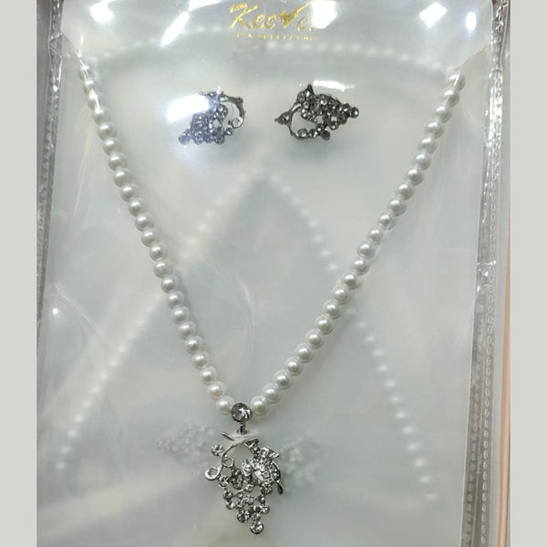 Tip Top Jewellers Silver Plated Austrian Stone And Pearl Pendant Set