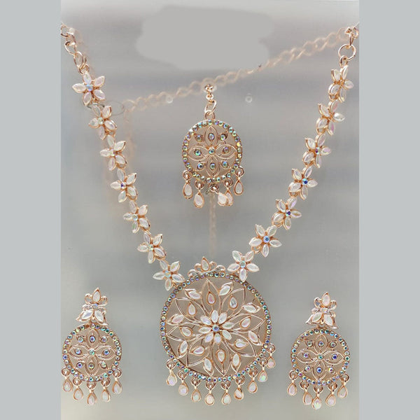 Tip Top Jewellers Rose Gold Plated Stone Necklace Set