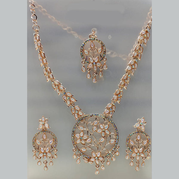Tip Top Jewellers Rose Gold Plated Stone Necklace Set