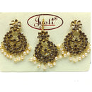 Tip Top Jewellers Gold Plated Austrian Stone And Pearl Earrings With Mangtikka