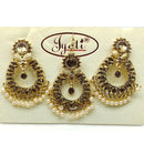 Tip Top Jewellers Gold Plated Austrian Stone And Pearl Earrings With Mangtikka