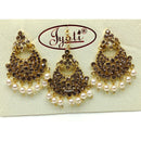 Tip Top Jewellers Gold Plated Austrian Stone And Pearl Earrings With Mangtikka