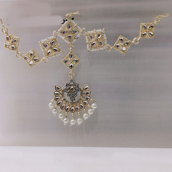 Tip Top Jewellers Gold Plated Kundan And Pearl Sheeshphool
