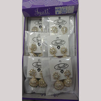 Tip Top Jewellers Stunning Kundan Stone And Pearl Jhumki Earrings (Pack of 12)