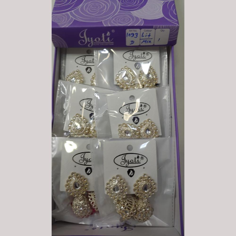 Tip Top Jewellers Stunning Kundan Stone And Pearl Jhumki Earrings (Pack of 12)
