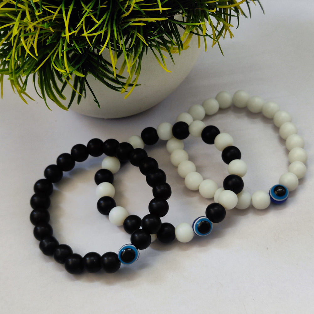 Urthn Trinity Evil Eye Beads Bracelet Combo - 1005264 (Pack Of 6)