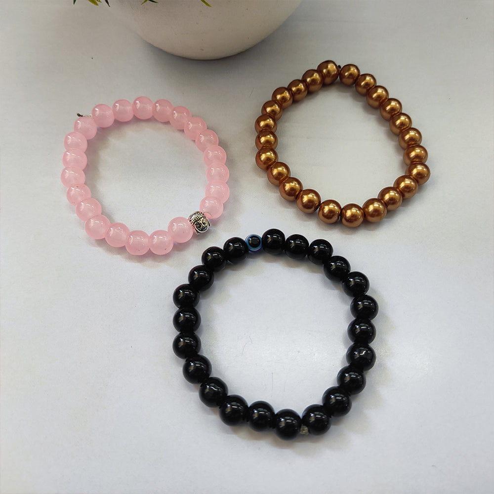 Urthn Trinity Evil Eye Beads Bracelet Combo - 1005264 (Pack Of 6)