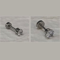 White Stud Mens Earrings  Combo- 1005297 (Pack Of 6)