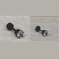 Black Stud Mens Earrings  Combo- 1005298 (Pack Of 6)