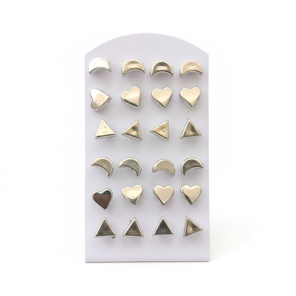 Urthn Set Of 12 Trendy Shapes Stud Earrings Combo (Pack Of 6)