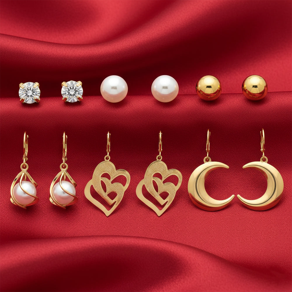 Urthn Set Of 6 Korean Style Anti Tarnish Earrings Combo (Pack of 3)