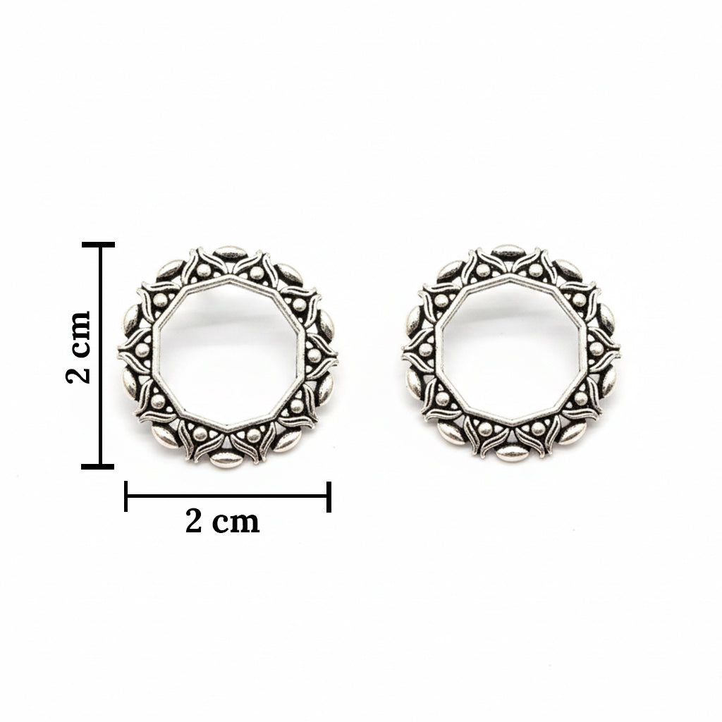 Urthn Oxidised Plated Pack of 2 Assorted Studs Combo (Pack Of 6)