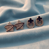 Urthn Gold Plated Set of 2 Assorted Design CZ Studs Earrings Combo (Pack Of 6)