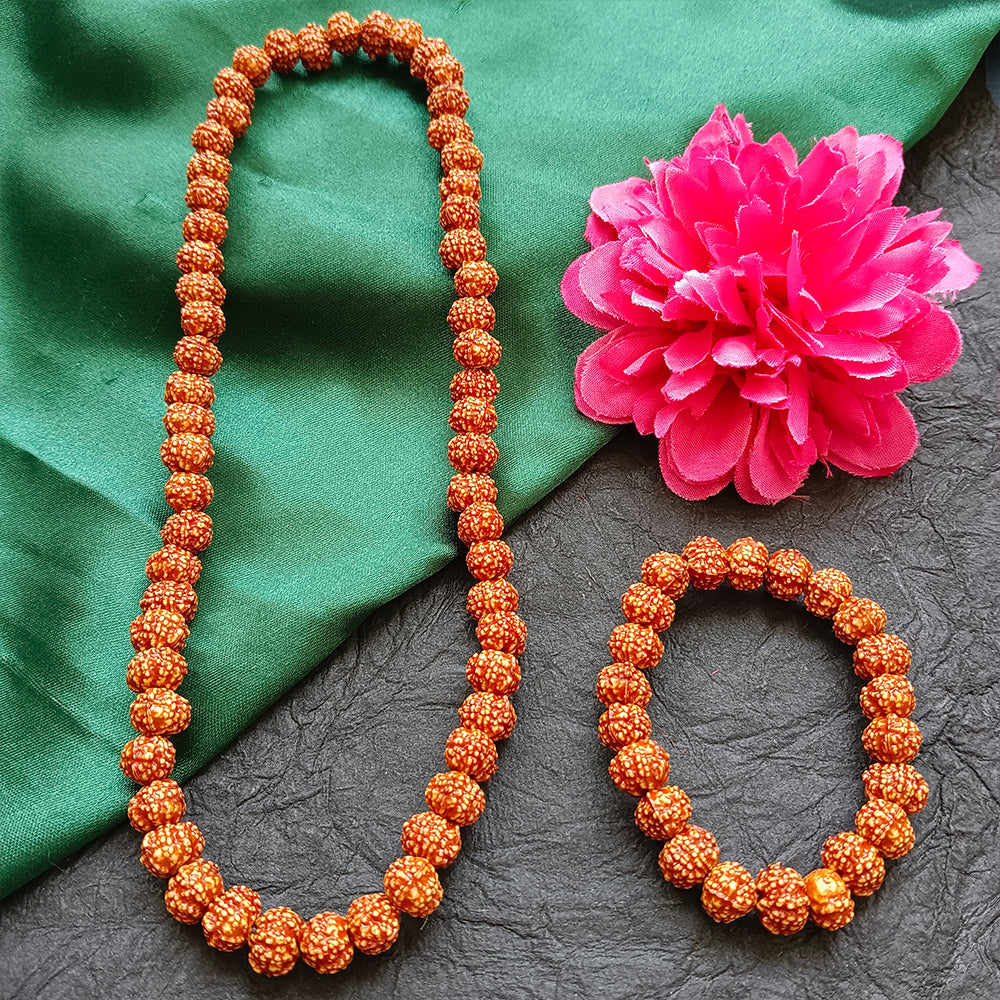 Urthn Traditional Rudraksha Mala with Bracelet for Men